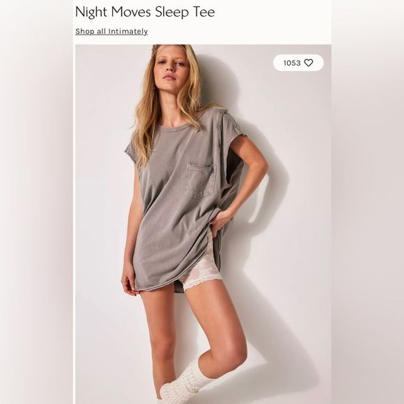 Free People Night Moves Sleep Tee in Satellite” Size XS NWOT - Picture 3 of 6